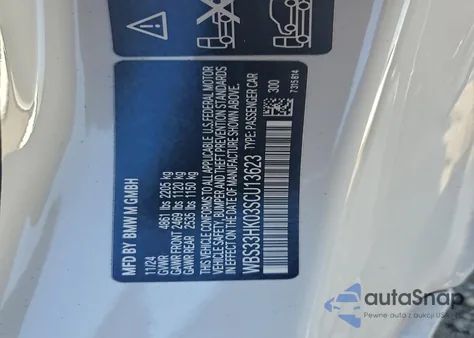 2025 BMW M4 Competition z USA, uszkodzony, nr VIN WBS33HK03SCU13623